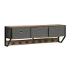 SoBuy Hyllor>Väggmonterad klädhängare med 1 hylla i träfärg 100x30x20cm, industriell FHK26-N