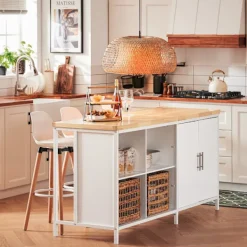 SoBuy Köksö>vit köksö 170x60x88.5cm, industriell KNL09-WN
