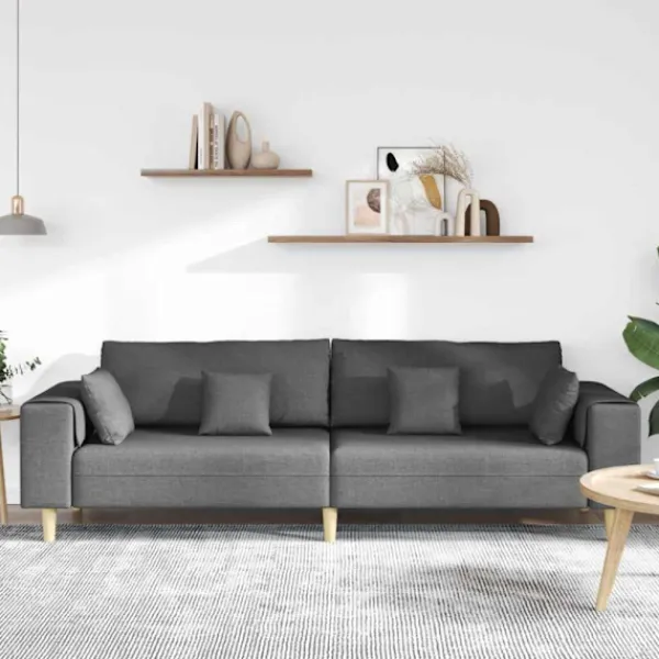 vidaXL Soffor>Soffa med kudde Mörkgrå 250 x 77 x 76 cm tyg