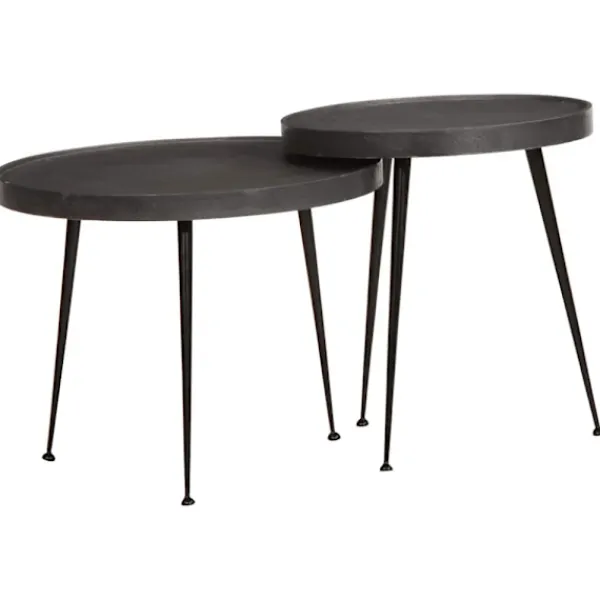 vidaXL Småbord>Soffbord 2 delar svart konstruerat trä