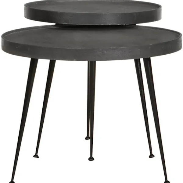 vidaXL Småbord>Soffbord 2 delar svart konstruerat trä