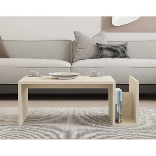 Soffbord>Soffbord - MEMO - Rektangulär - Travertin marmorlook - 86,8 x 32,4 x 50 cm