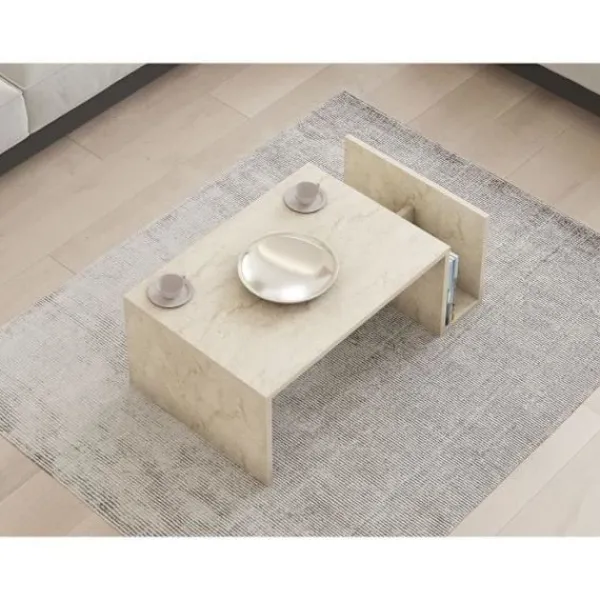 Soffbord>Soffbord - MEMO - Rektangulär - Travertin marmorlook - 86,8 x 32,4 x 50 cm