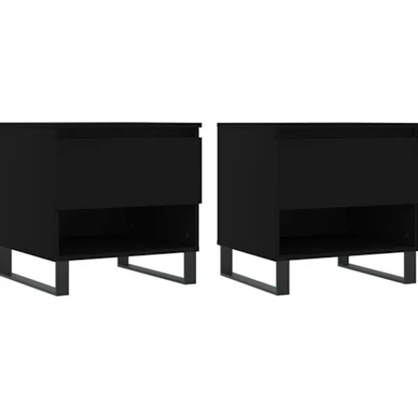 vidaXL Soffbord>Soffbord 2 st svart 50x46x50 cm konstruerat trä
