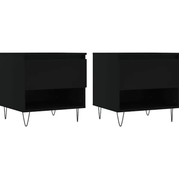 vidaXL Soffbord>Soffbord 2 st svart 50x46x50 cm konstruerat trä