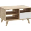 AUCUNE Soffbord>Soffbord - VANKKA - Rektangulärt - Ek / Mattvit - Träben - 90 x 60 x 51,8 cm