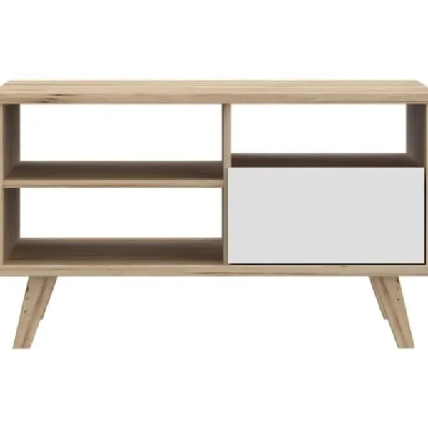 AUCUNE Soffbord>Soffbord - VANKKA - Rektangulärt - Ek / Mattvit - Träben - 90 x 60 x 51,8 cm