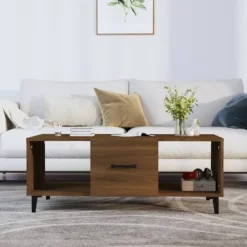 vidaXL Soffbord>Soffbord brun ek 102x50x40 cm konstruerat trä