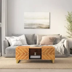 vidaXL Soffbord>Soffbord brun och svart 100x54x40 cm massivt mangoträ