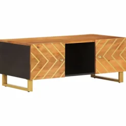 vidaXL Soffbord>Soffbord brun och svart 100x54x40 cm massivt mangoträ