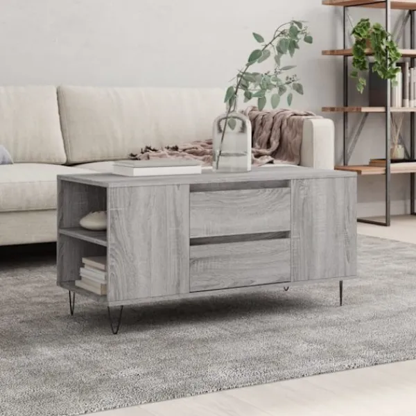 vidaXL Soffbord>Soffbord grå sonoma 102x44,5x50 cm konstruerat trä