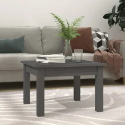vidaXL Soffbord>Soffbord grå 45x45x30 cm massiv furu