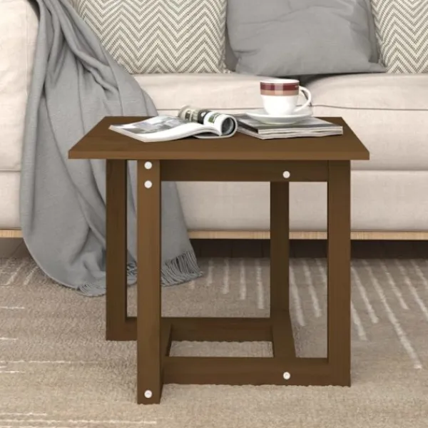 vidaXL Småbord>Soffbord honungsbrun 50x50x45 cm massiv furu