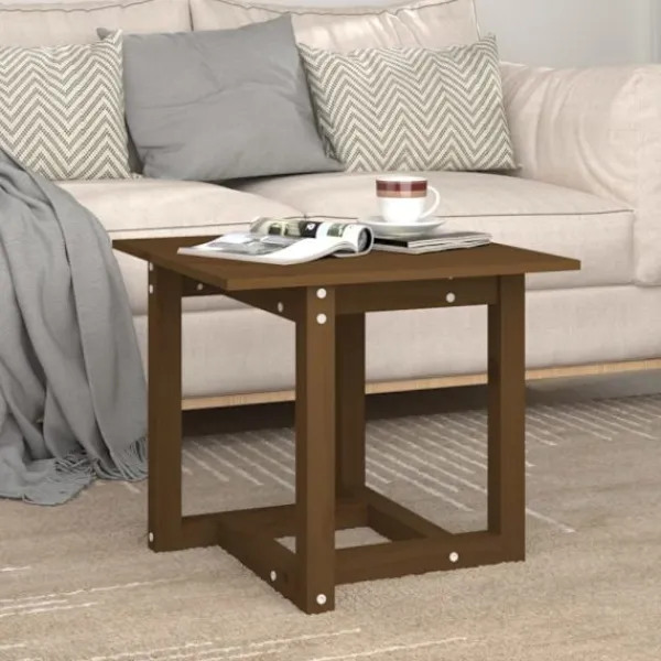 vidaXL Småbord>Soffbord honungsbrun 50x50x45 cm massiv furu