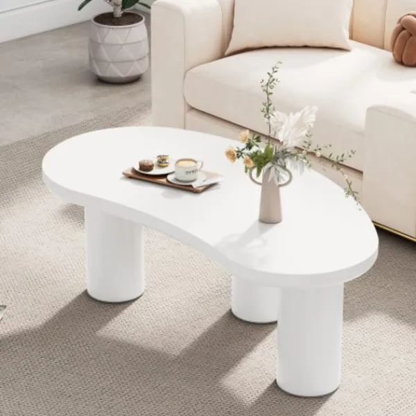 Soffbord>Soffbord Irregular Crescent 107x57x40.5cm, Modern MDF-bordsskiva & PVC-ben, Inklusive filtmatt