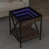 vidaXL Soffbord>Soffbord med Infinity LEDs brun ek 40x40x49 cm
