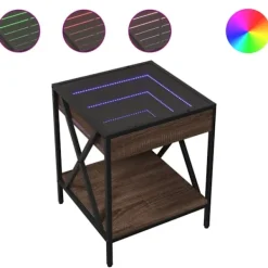 vidaXL Soffbord>Soffbord med Infinity LEDs brun ek 40x40x49 cm