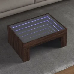 vidaXL Soffbord>Soffbord med Infinity LEDs brun ek 70x50x30 cm