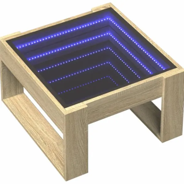 vidaXL Soffbord>Soffbord med Infinity LEDs sonoma-ek 50x53x30 cm