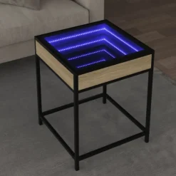 vidaXL Soffbord>Soffbord med Infinity LEDs sonoma-ek 40x40x51 cm