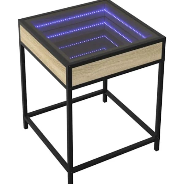 vidaXL Soffbord>Soffbord med Infinity LEDs sonoma-ek 40x40x51 cm