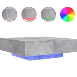 vidaXL Soffbord>Soffbord med LED betonggrå 100x100x31 cm