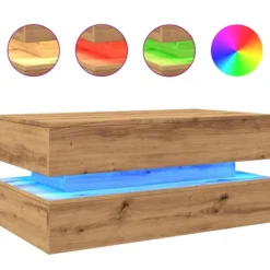 vidaXL Soffbord>Soffbord med LED ek 90x50x40 cm
