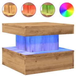 vidaXL Soffbord>Soffbord med LED ek 50x50x40 cm