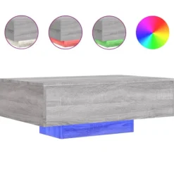 vidaXL Soffbord>Soffbord med LED grå sonoma 85x55x31 cm
