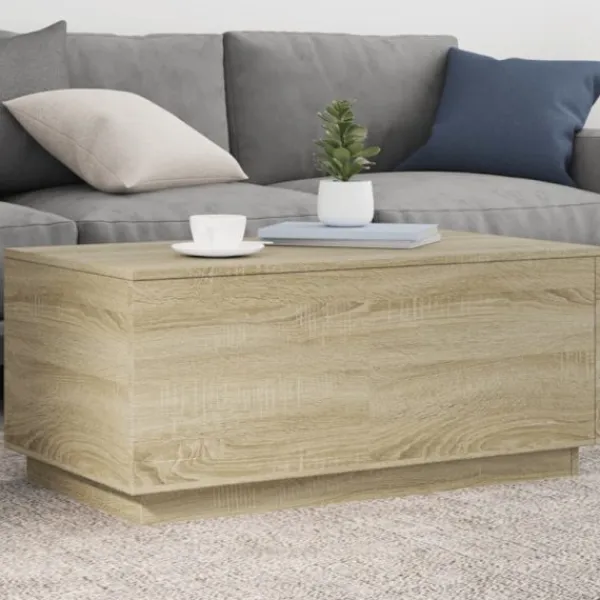 vidaXL Soffbord>Soffbord med LED sonoma-ek 90x50x40 cm