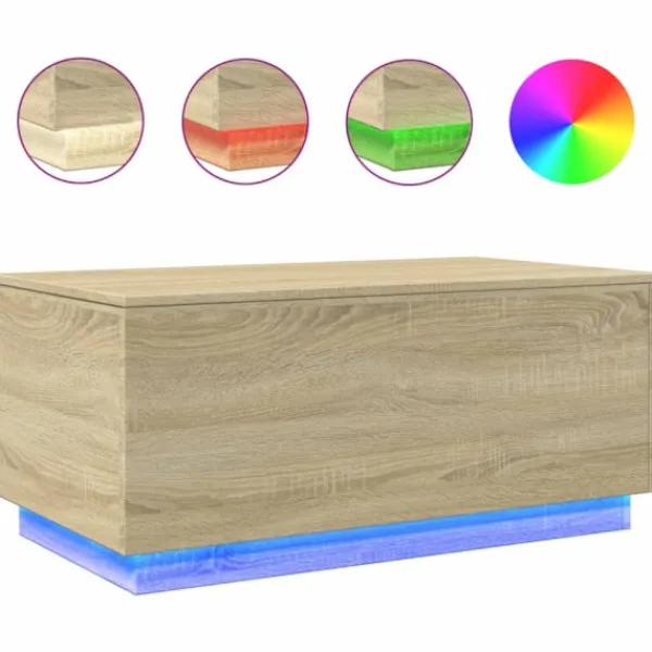 vidaXL Soffbord>Soffbord med LED sonoma-ek 90x50x40 cm
