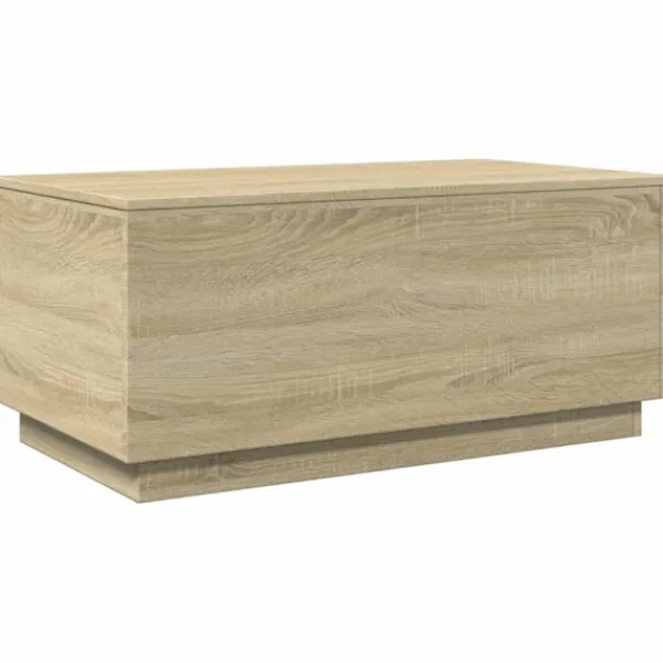 vidaXL Soffbord>Soffbord med LED sonoma-ek 90x50x40 cm