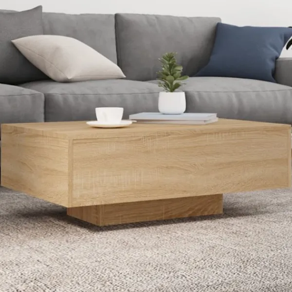 vidaXL Soffbord>Soffbord med LED sonoma-ek 85x55x31 cm