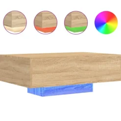 vidaXL Soffbord>Soffbord med LED sonoma-ek 85x55x31 cm