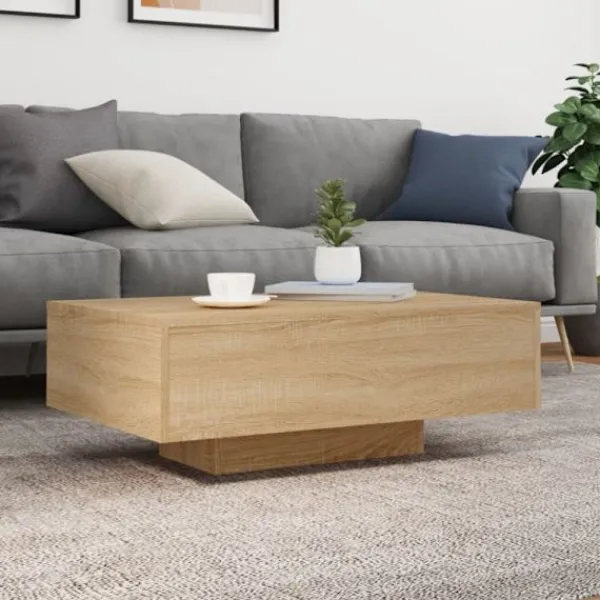 vidaXL Soffbord>Soffbord med LED sonoma-ek 85x55x31 cm