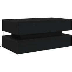 vidaXL Soffbord>Soffbord med LED svart ek 90x50x40 cm