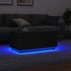 vidaXL Soffbord>Soffbord med LED svart ek 90x49x40 cm