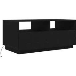 vidaXL Soffbord>Soffbord med LED svart ek 90x49x40 cm
