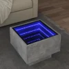 vidaXL Soffbord>Soffbord med LEDs betonggrå 40x40x30 cm konstruerat trä