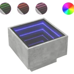 vidaXL Soffbord>Soffbord med LEDs betonggrå 40x40x30 cm konstruerat trä