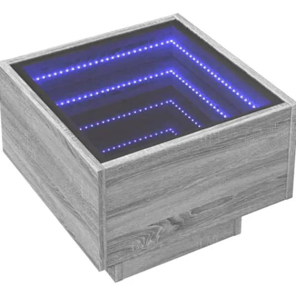 vidaXL Soffbord>Soffbord med LEDs grå sonoma 40x40x30 cm konstruerat trä