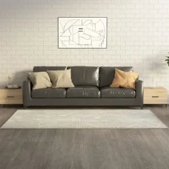vidaXL Soffbord>Soffbord med metallben 2 st sonoma-ek 50x50x40 cm