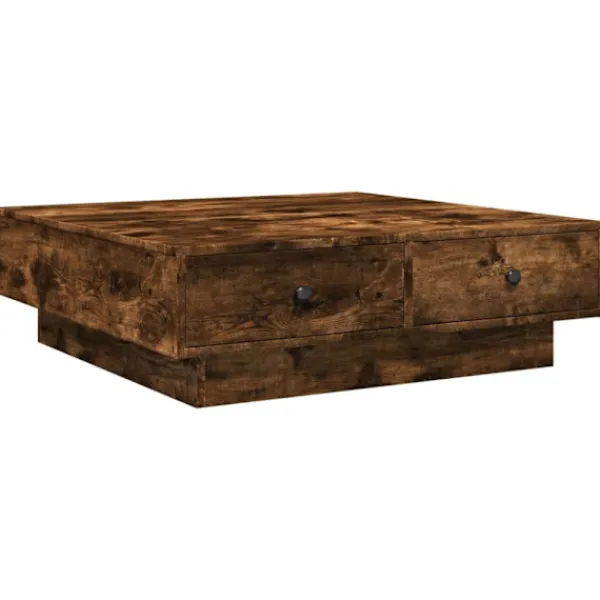 vidaXL Soffbord>Soffbord rökfärgad ek 90x90x28 cm konstruerat trä