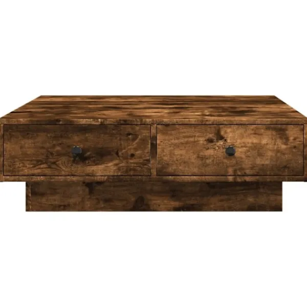 vidaXL Soffbord>Soffbord rökfärgad ek 90x90x28 cm konstruerat trä