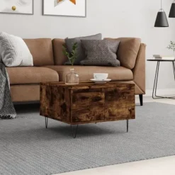 vidaXL Soffbord>Soffbord rökfärgad ek 55x55x36,5 cm konstruerat trä