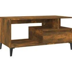 vidaXL Soffbord>Soffbord rökfärgad ek 90x49x45 cm konstruerat trä