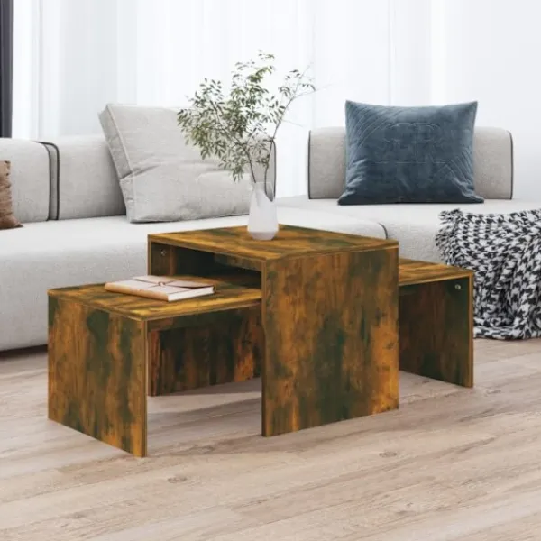 vidaXL Soffbord>Soffbord rökfärgad ek 100x48x40 cm konstruerat trä