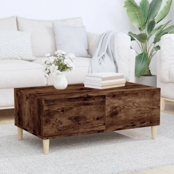vidaXL Soffbord>Soffbord rökfärgad ek 90x50x36,5 cm konstruerat trä