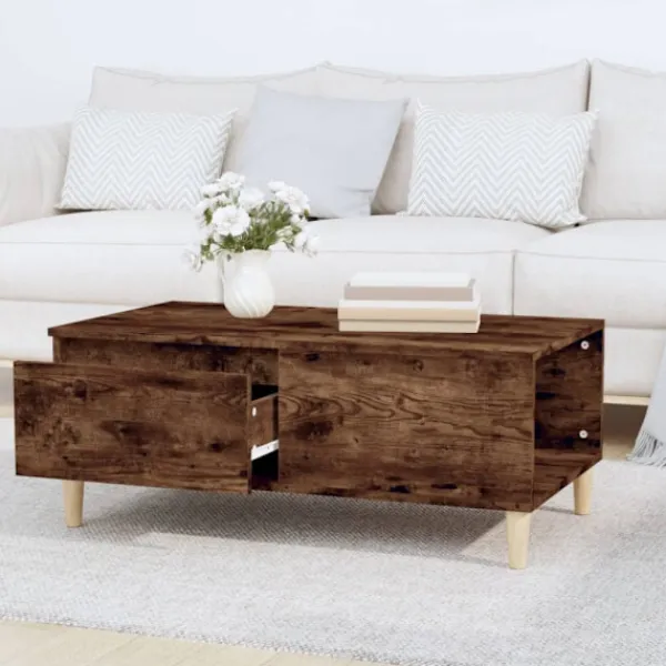 vidaXL Soffbord>Soffbord rökfärgad ek 90x50x36,5 cm konstruerat trä