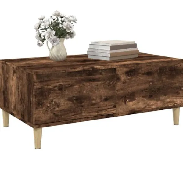 vidaXL Soffbord>Soffbord rökfärgad ek 90x50x36,5 cm konstruerat trä